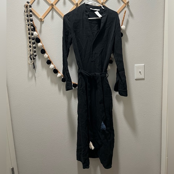 Bird & Knoll Frieda Crinkle Cotton Shirt Dress - Picture 1 of 12